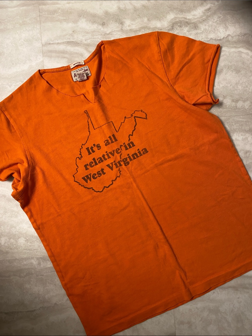 RARE 2004 Vintage Y2K Abercrombie & Fitch Orange West Virginia Graphic Tee